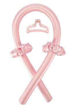Pink Heatless Curling Rod Headband - No Heat Silk Ribbon Hair Rollers